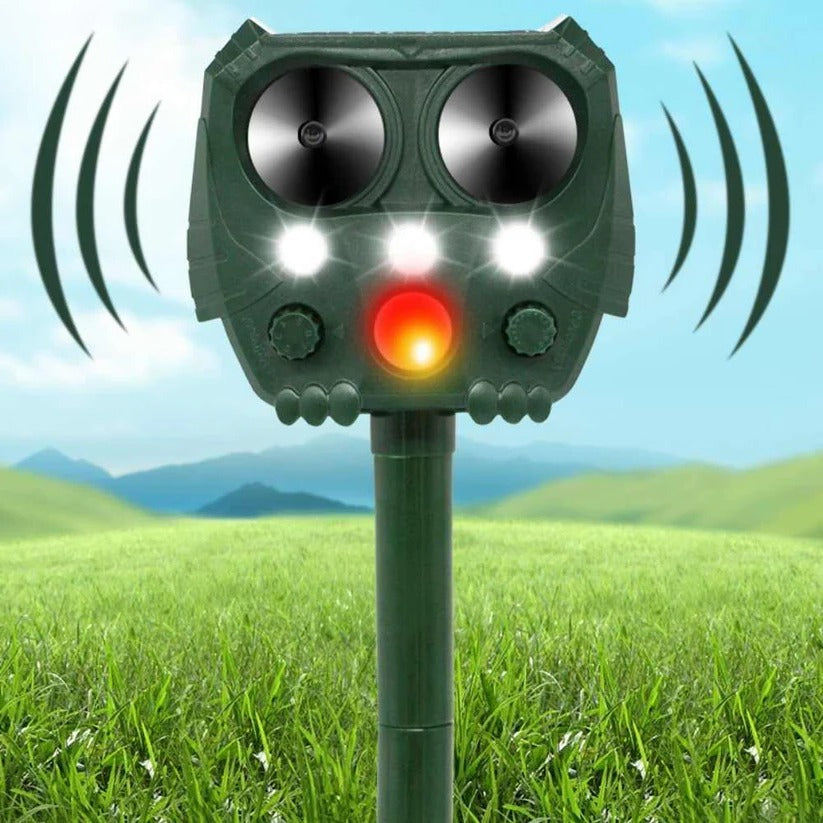 Animal Ultrasonic Repellent with Motion Sensor and Solar Power, 110° Range 26 Ft