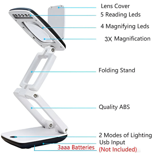 Floor Magnifying Lamp with 3X Magnification and 12 LED Lights, 8x10 Inch Lens