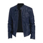 PU Leather-Effect Jacket for Men with Breathable Lining and Light Padding, Zipper Closure