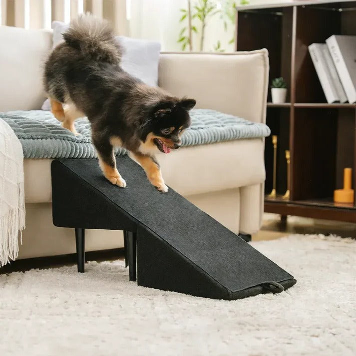 Convertible Dog Ramp with Padded Steps and Suction Cup Base for Beds and Couches