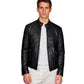 PU Leather-Effect Jacket for Men with Breathable Lining and Light Padding, Zipper Closure