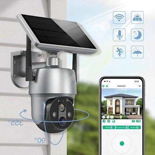 360° Solar-Powered Outdoor Surveillance Camera for Continuous Monitoring
