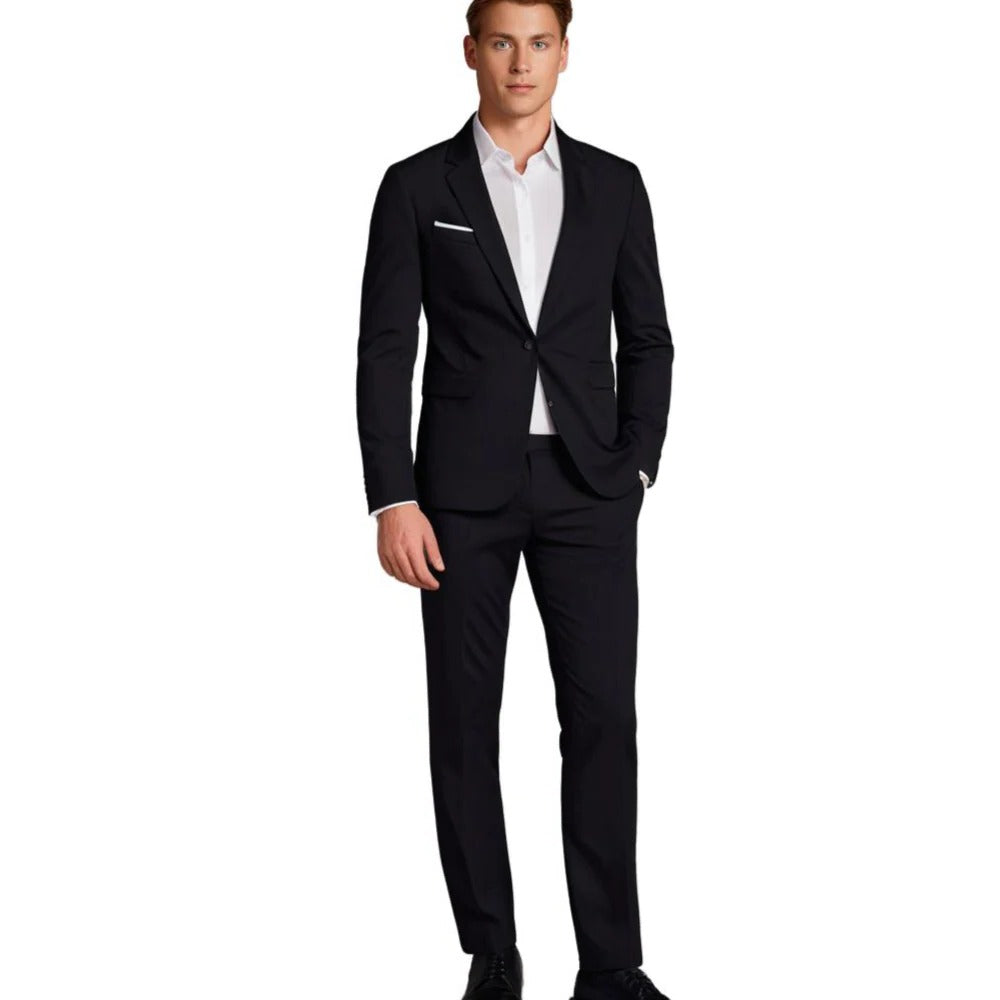 Slim Fit Two Piece Suit with Blazer and Trousers, Six Color Options