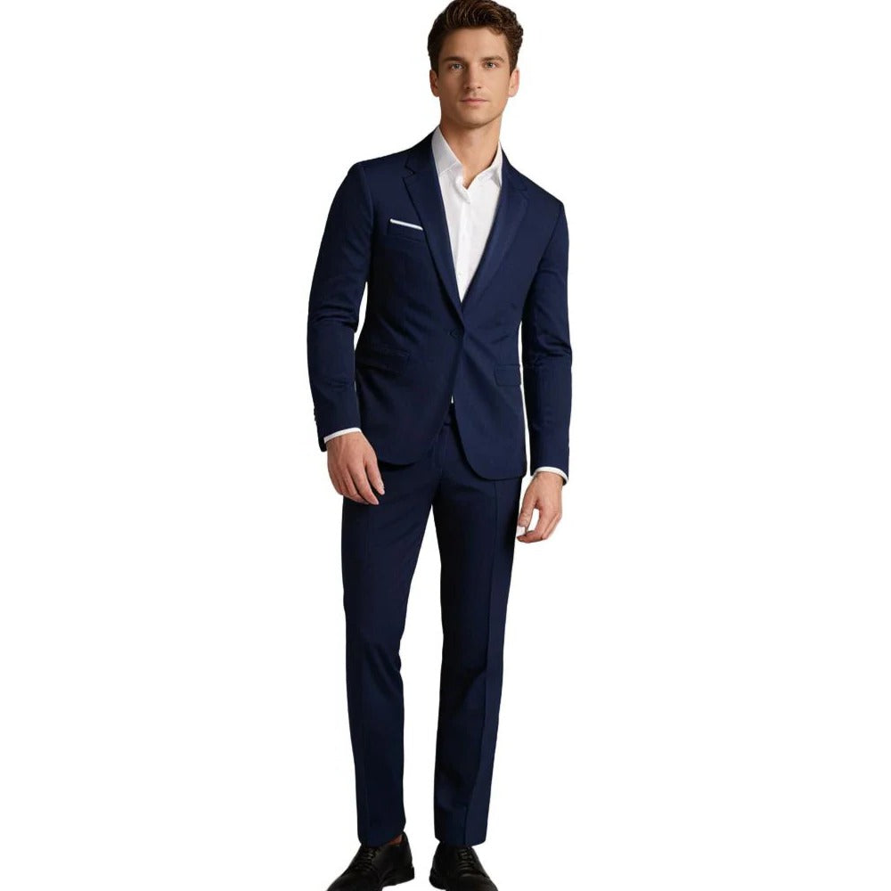 Slim Fit Two Piece Suit with Blazer and Trousers, Six Color Options