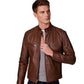 PU Leather-Effect Jacket for Men with Breathable Lining and Light Padding, Zipper Closure
