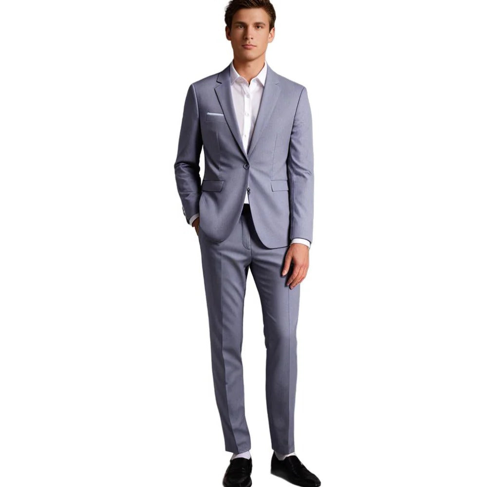 Slim Fit Two Piece Suit with Blazer and Trousers, Six Color Options