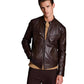 PU Leather-Effect Jacket for Men with Breathable Lining and Light Padding, Zipper Closure