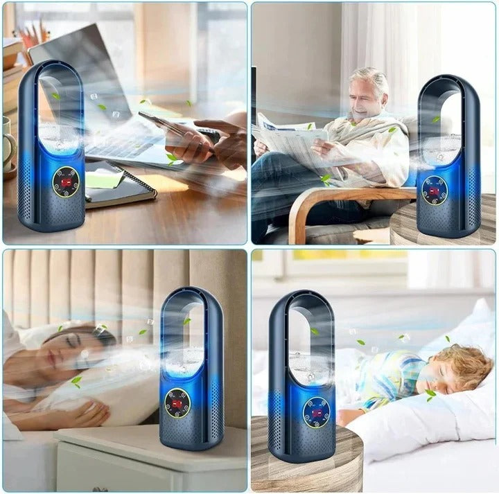 Blade-Free Silent Portable Air Conditioner for Personal Cooling in Small Spaces