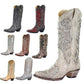 Retro Pointed Toe Boots with Sequins and Embroidery