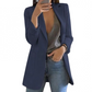 Women's Long Wool Blazer with Open Front Design and Tailored Fit