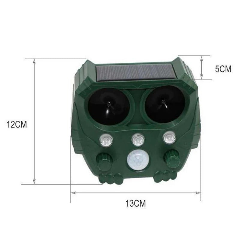 Animal Ultrasonic Repellent with Motion Sensor and Solar Power, 110° Range 26 Ft