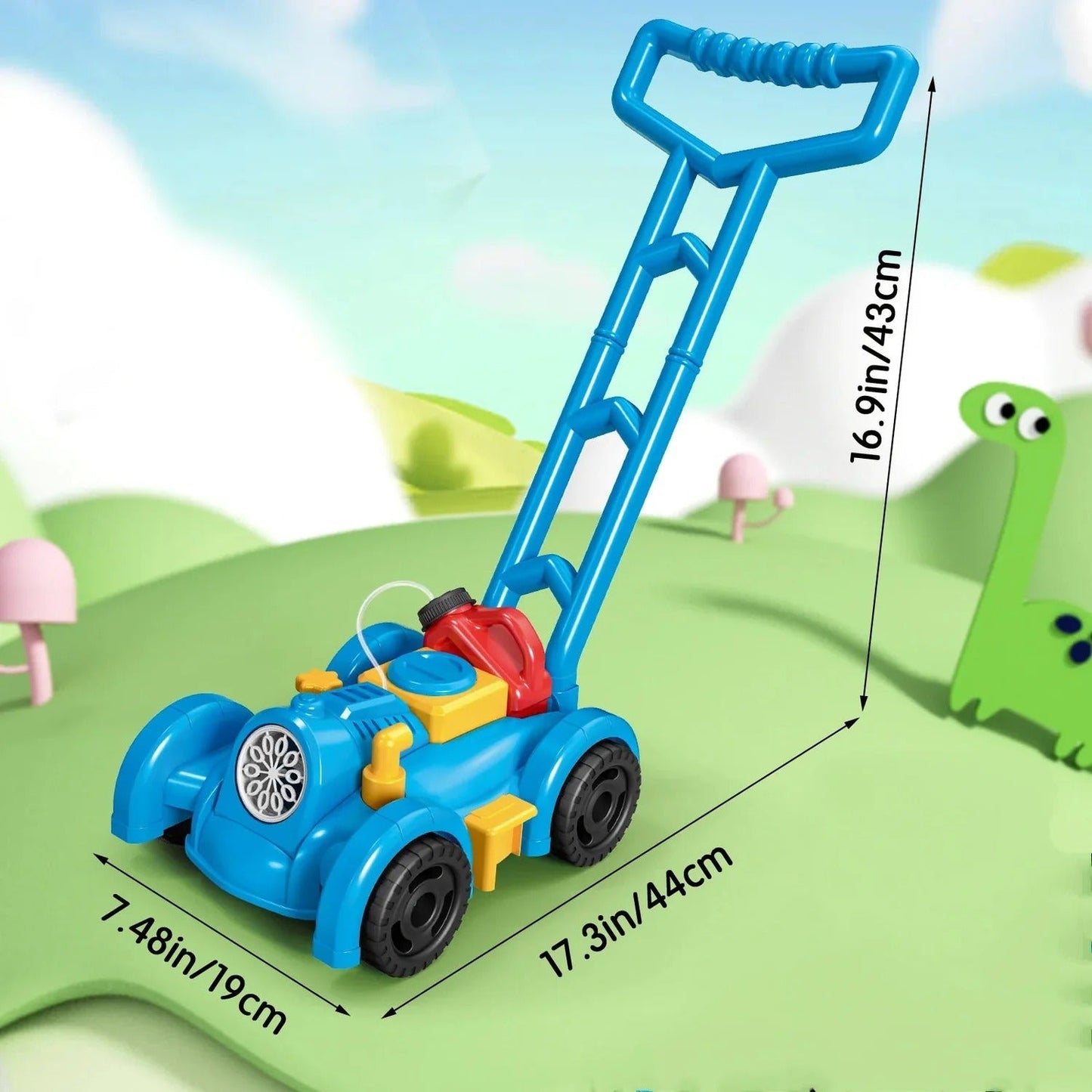 Bubble-Blowing Push Mower Toy for Outdoor Play and Kids Motor Skills