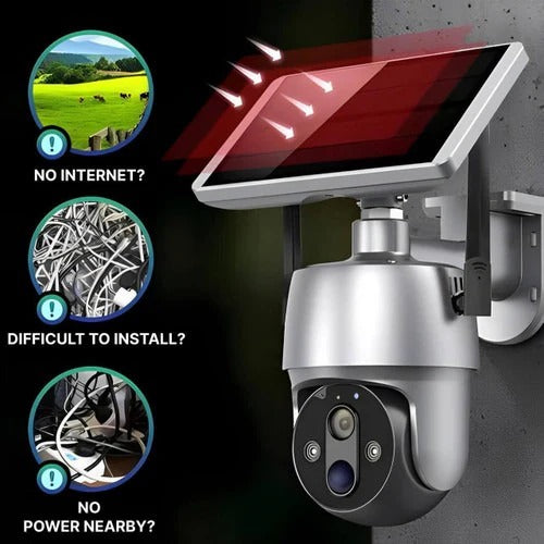 360° Solar-Powered Outdoor Surveillance Camera for Continuous Monitoring