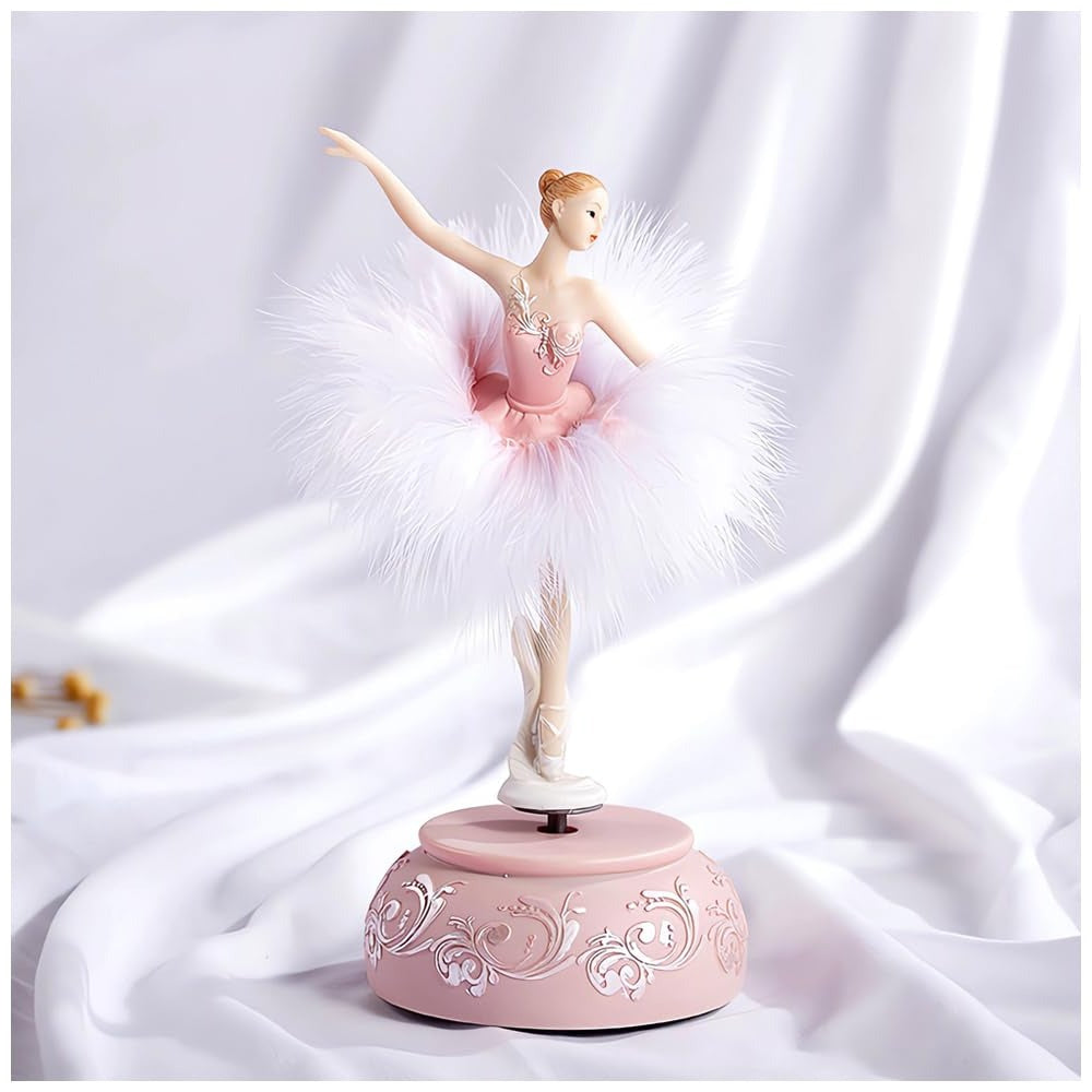 Ballerina Music Box with Rotating Dancer and Manual Melody Playback
