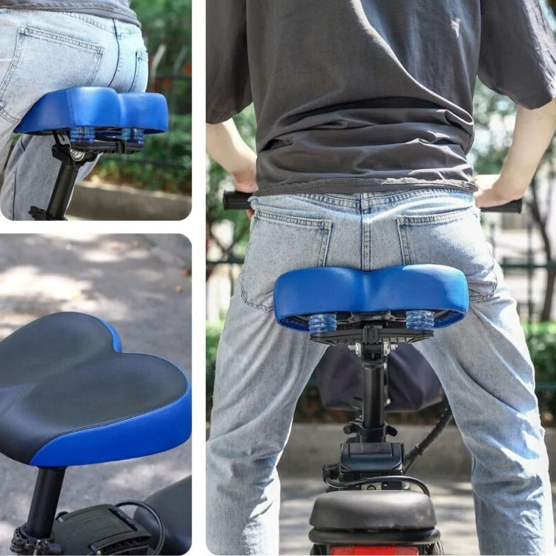 Ergonomic Bike Saddle with Shock Absorption and Waterproof Cover, 10.2in Wide