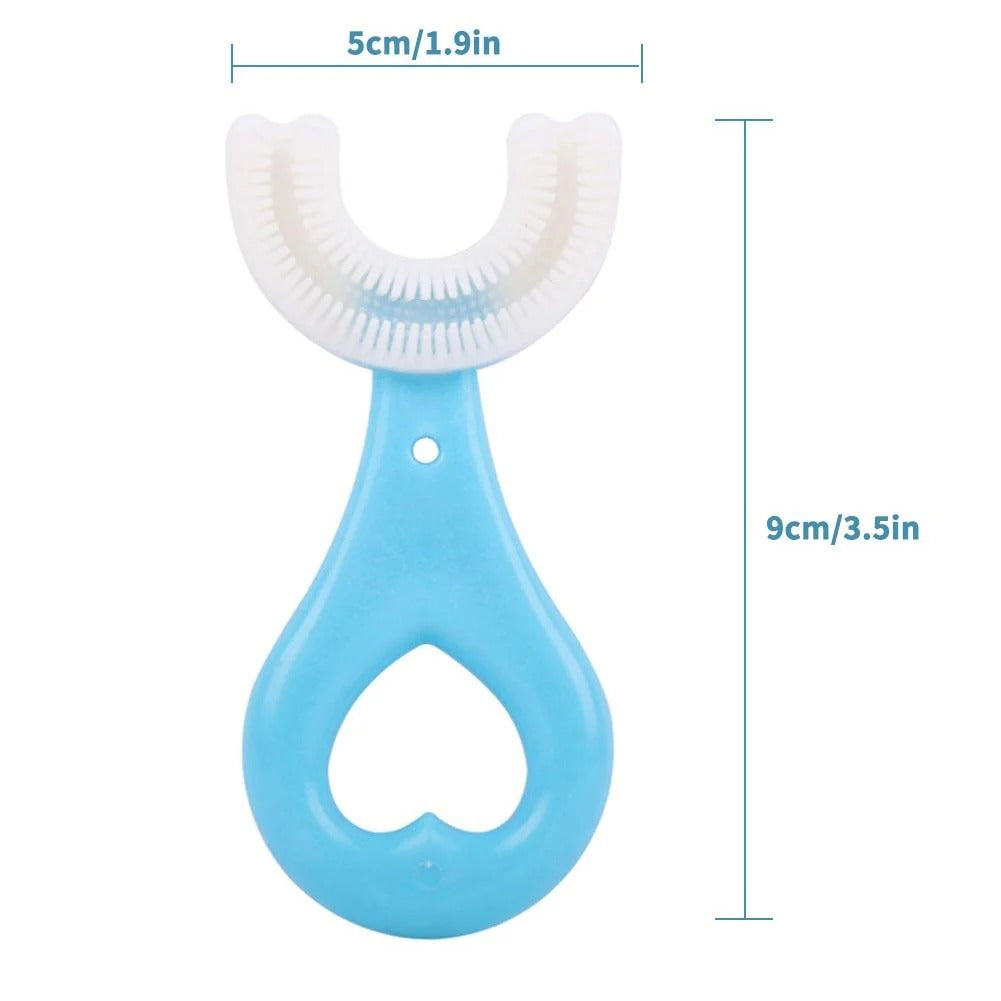 U-Shape Children's Toothbrush with 360-Degree Bristles and Non-Slip Grip
