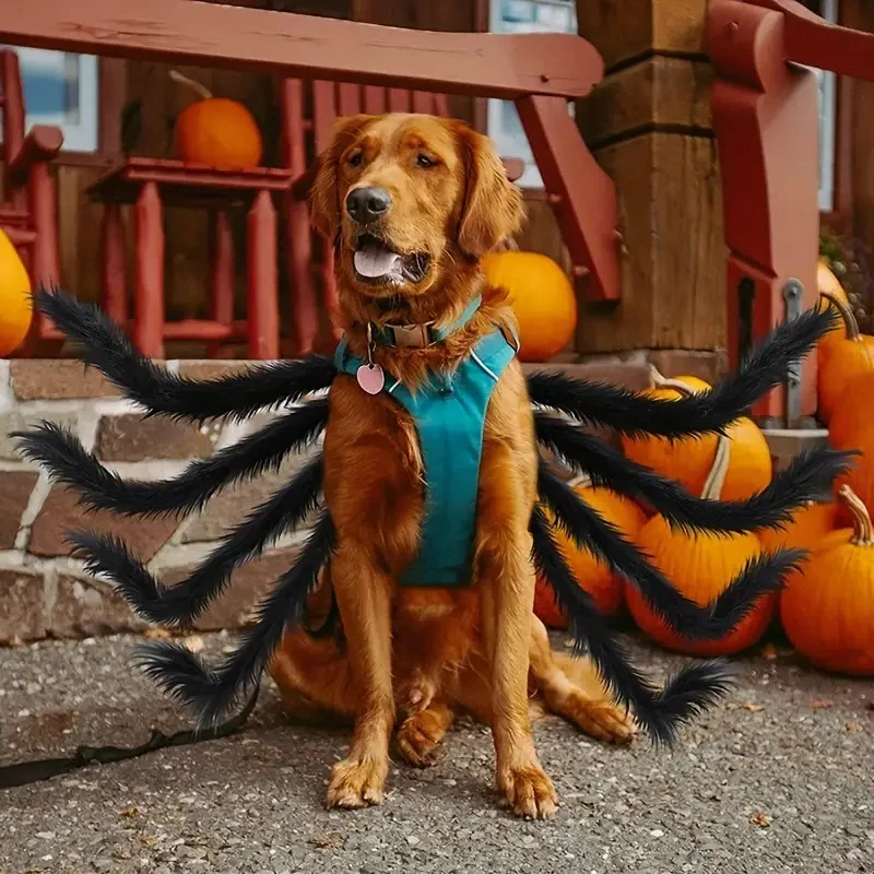 Spider Costume for Pets with Eight Faux Legs and Adjustable Straps, Soft Breathable Fabric