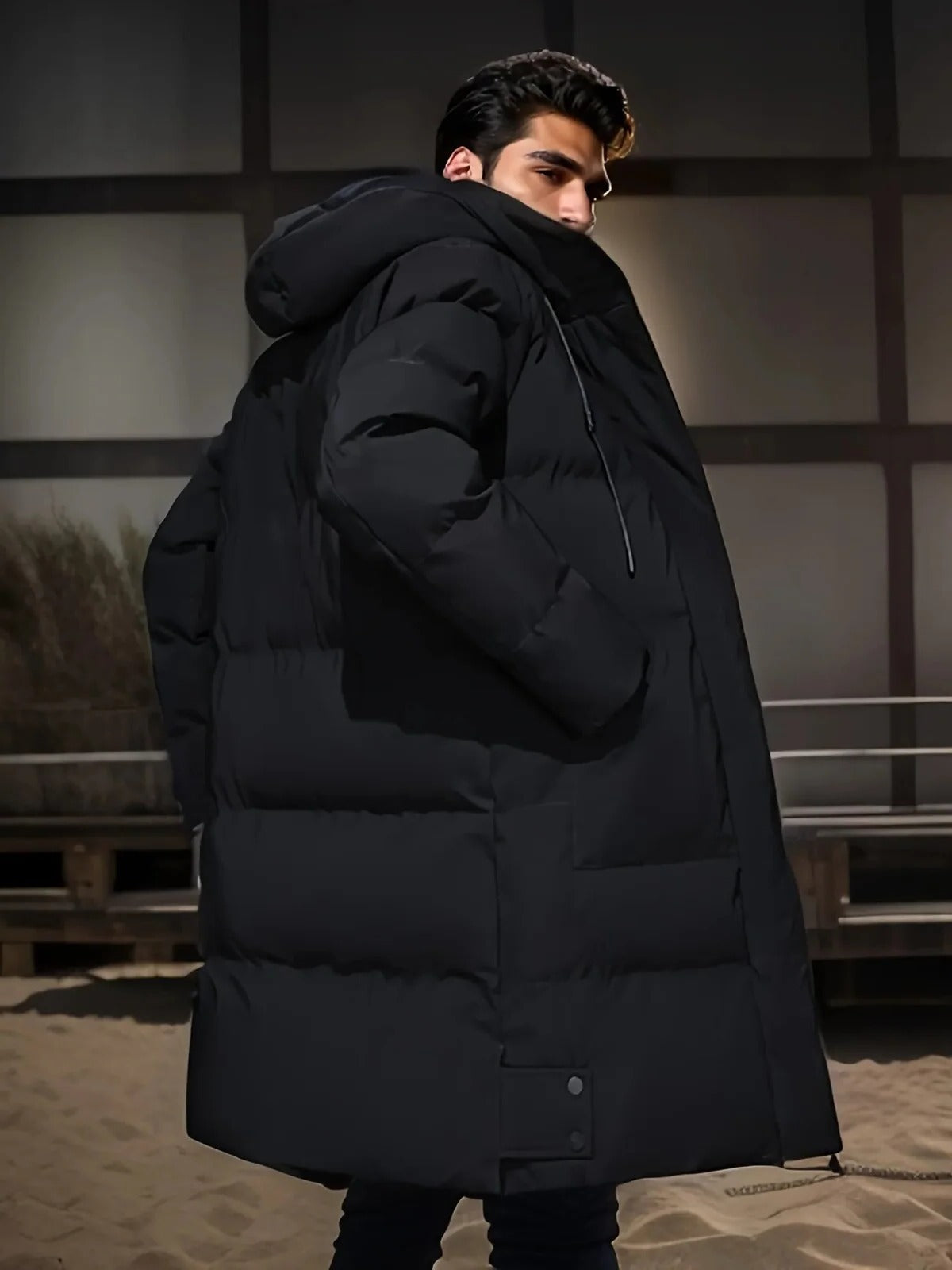 Men's Waterproof Winter Jacket with Breathable Lining and Adjustable Hood, Secure Pockets