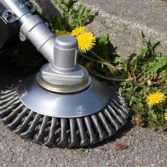 Rotary Weed Removal Brush Attachment for Lawn and Garden Trimmers