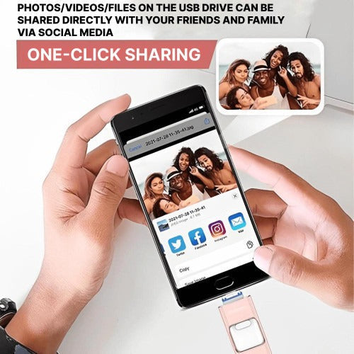 Multi Port USB Flash Drive with 32GB Storage and Four Connectors for Phones and Computers