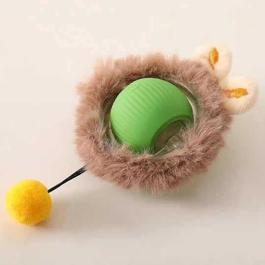 Active Motion-Activated Rolling Ball Toy with Tail Attachment
