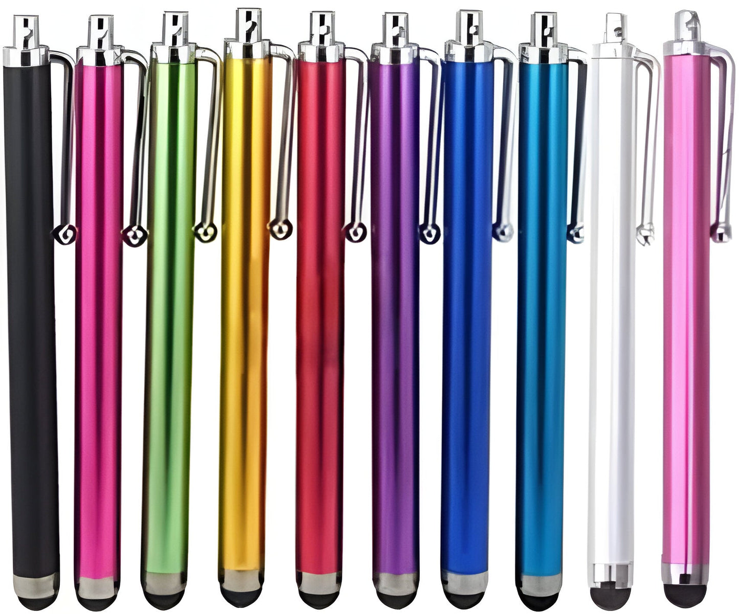 Capacitive Touch Screen Stylus Set with Soft Rubber Tips and Aluminum Body, 10 Pieces