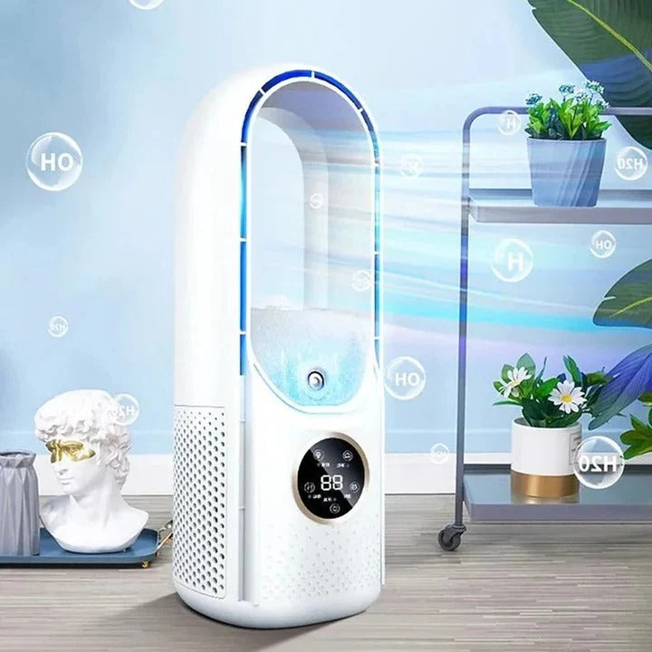 Blade-Free Silent Portable Air Conditioner for Personal Cooling in Small Spaces