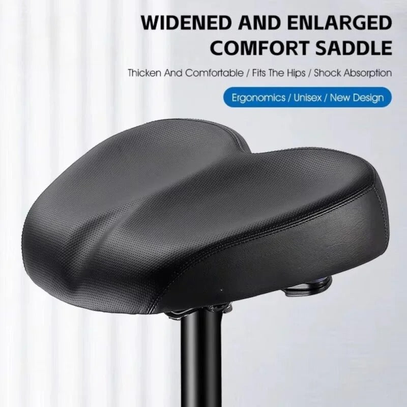 Ergonomic Bike Saddle with Shock Absorption and Waterproof Cover, 10.2in Wide