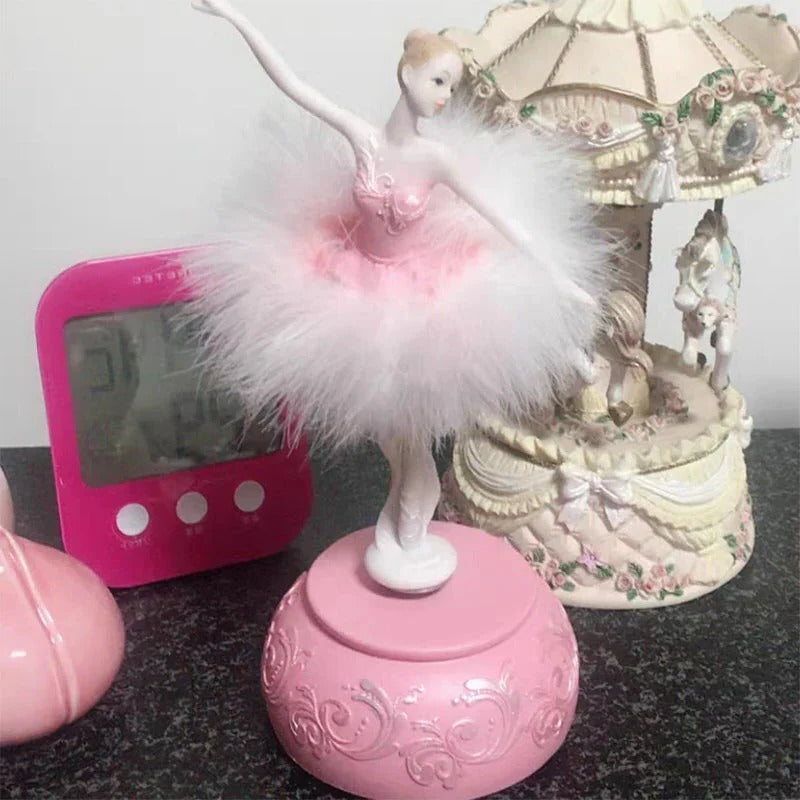 Ballerina Music Box with Rotating Dancer and Manual Melody Playback