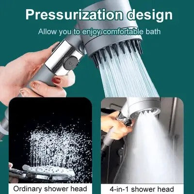 Pressure-Boosting Shower Head with 9-Layer Filter and Pause Button, Micro-Perforated Spray