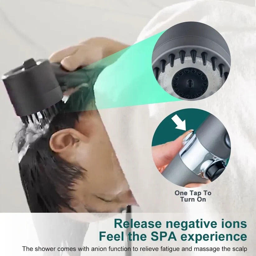 Pressure-Boosting Shower Head with 9-Layer Filter and Pause Button, Micro-Perforated Spray