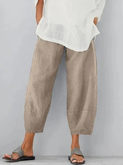 Breathable Linen Pants with Adjustable Waist and Relaxed Straight Leg