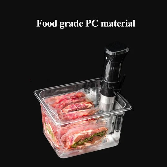 Sous Vide Cooking Container with Fitted Lid and Measurement Markings