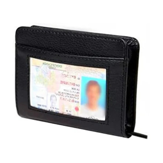 Zip-Around Secure Card and ID Wallet with Locking Storage Design