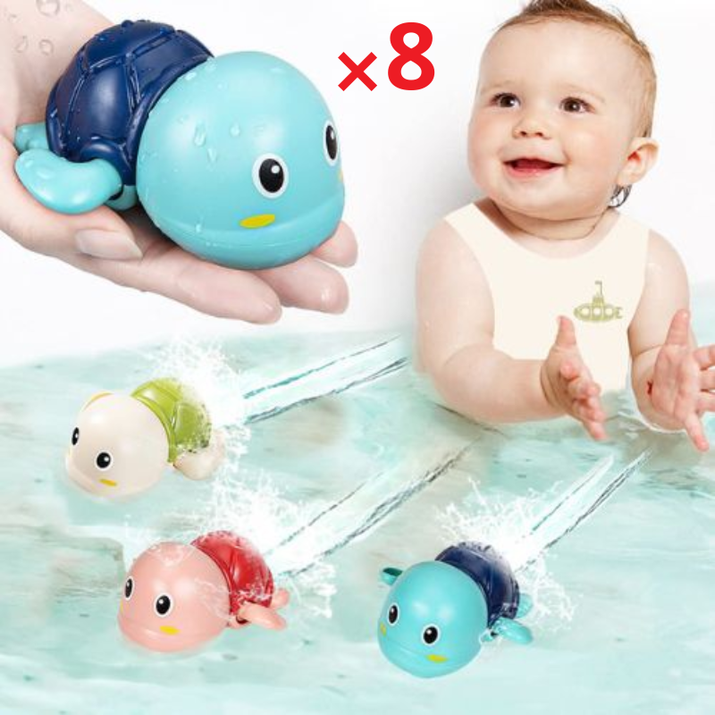 Wind Up Turtle Bath Toy with Floating Action and Sealed Bottom Design