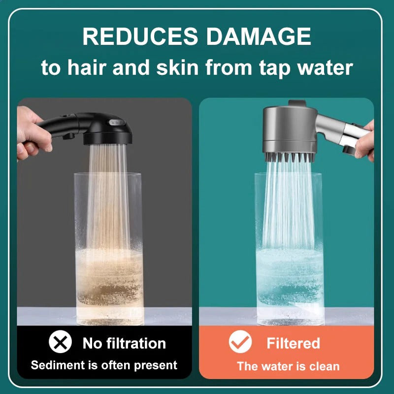 Pressure-Boosting Shower Head with 9-Layer Filter and Pause Button, Micro-Perforated Spray