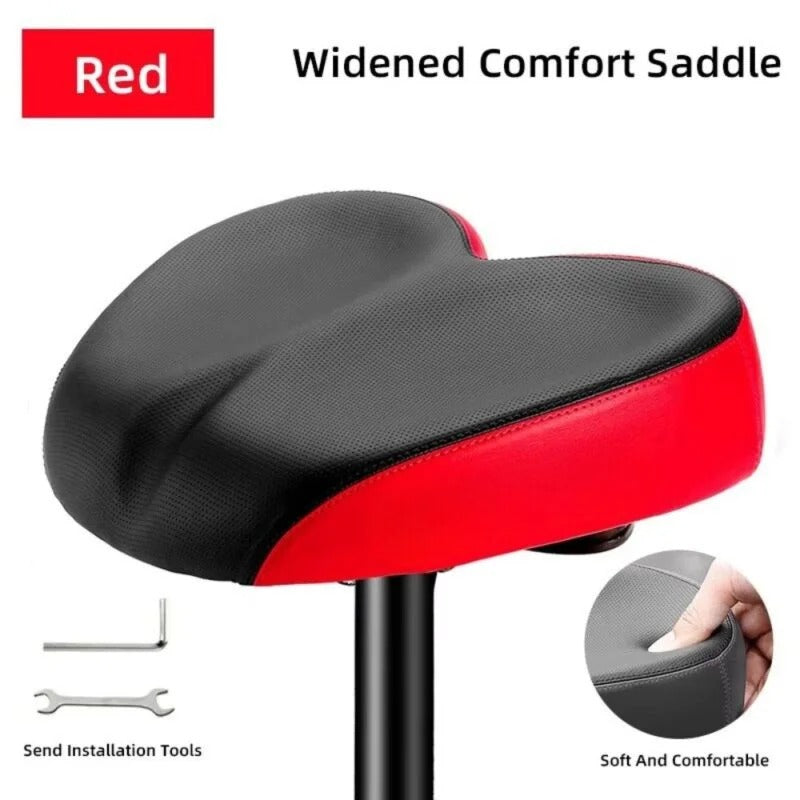 Ergonomic Bike Saddle with Shock Absorption and Waterproof Cover, 10.2in Wide