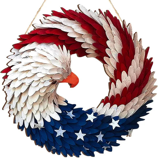 sjbackyard Eagle Wreath Patriotic Wooden Door Sign