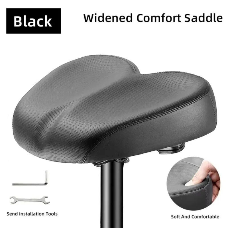 Ergonomic Bike Saddle with Shock Absorption and Waterproof Cover, 10.2in Wide