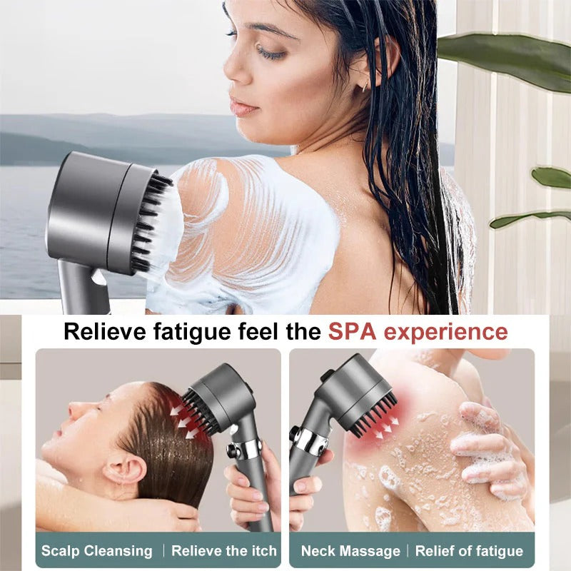 Pressure-Boosting Shower Head with 9-Layer Filter and Pause Button, Micro-Perforated Spray