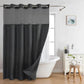Hookless Shower Curtain with Integrated Liner and Mesh Window Panel