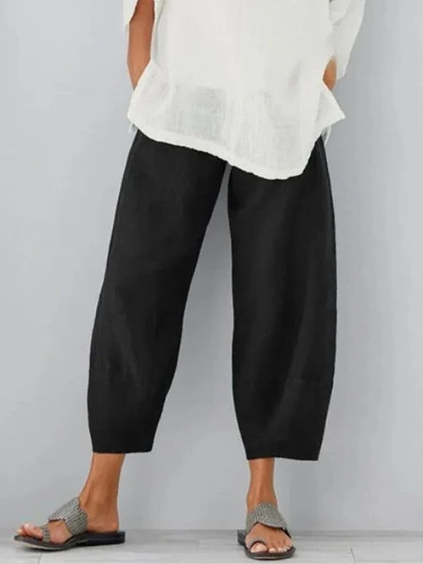 Breathable Linen Pants with Adjustable Waist and Relaxed Straight Leg