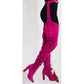 Women’s Thigh High Slouch Boots with High Waist Belt and Chunky Heel