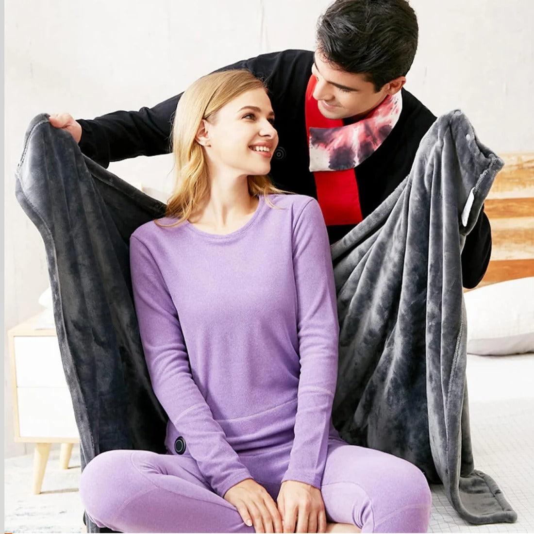 Heated Shawl with Instant Heat and USB Power, Removable Fleece Cover