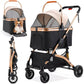 Foldable Pet Stroller with Detachable Transport Box and Rear Brake, 88lb Capacity