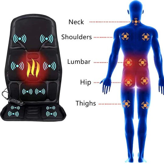 Eight Mode Massage Chair Pad with Heated Back and Neck Support for Car and Home Use