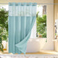 Hookless Shower Curtain with Integrated Liner and Mesh Window Panel