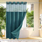 Hookless Shower Curtain with Integrated Liner and Mesh Window Panel