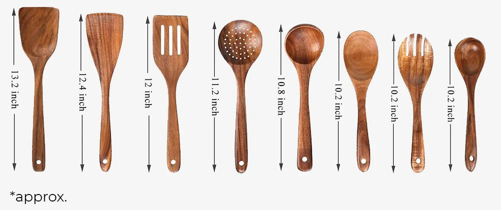 Natural Finish Kitchen Cooking Utensil Set for Everyday Home Use