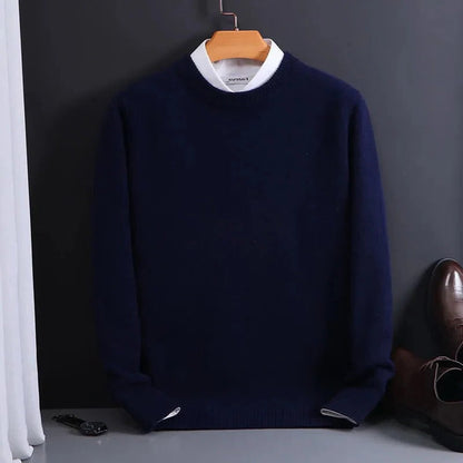 Men's Cashmere-Feel Sweater with Crewneck and Tailored Silhouette, Lightweight Layering